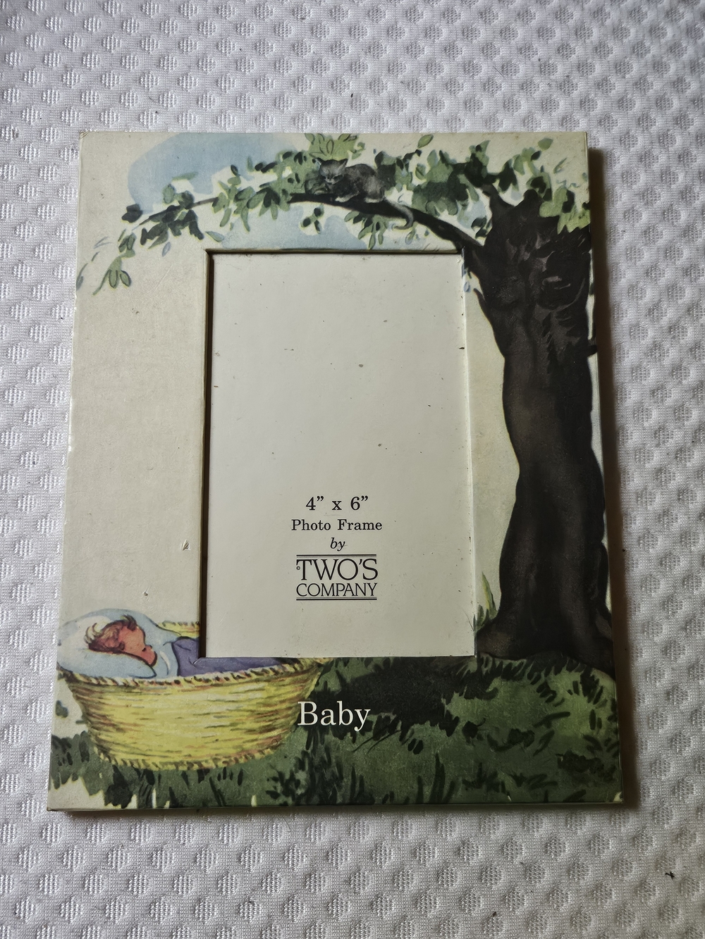 Two's Company Baby 4" x 6" Picture Frame - Illustrated Tree and Basket